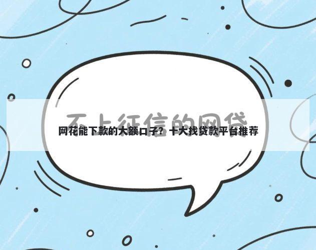 网花能下款的大额口子？十大找贷款平台推荐