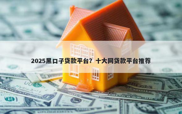 2025黑口子贷款平台？十大网贷款平台推荐