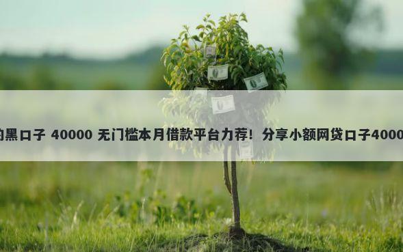 最近比较火的黑口子 40000 无门槛本月借款平台力荐！分享小额网贷口子40000无门槛借款