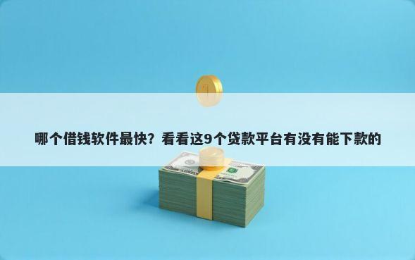 哪个借钱软件最快？看看这9个贷款平台有没有能下款的