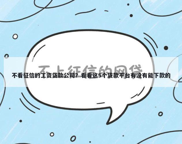 不看征信的工资贷款公司？看看这5个贷款平台有没有能下款的