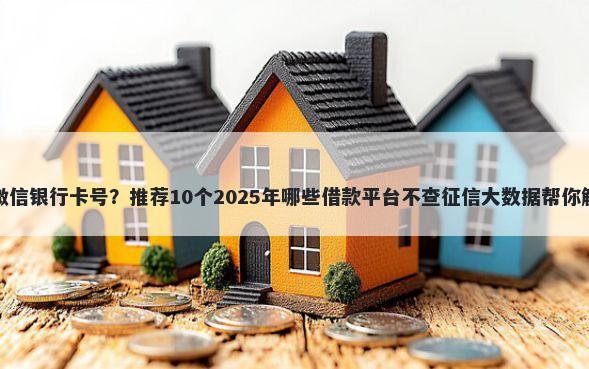 借钱人只有微信银行卡号？推荐10个2025年哪些借款平台不查征信大数据帮你解决资金问题