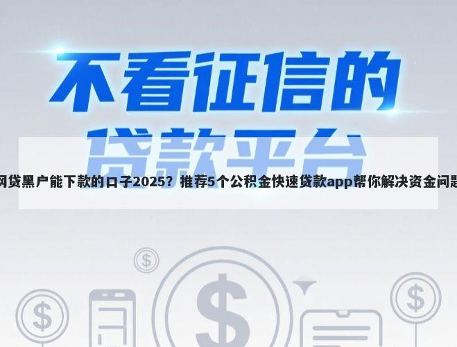 网贷黑户能下款的口子2025？推荐5个公积金快速贷款app帮你解决资金问题