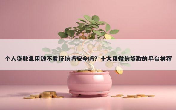 个人贷款急用钱不看征信吗安全吗？十大用微信贷款的平台推荐