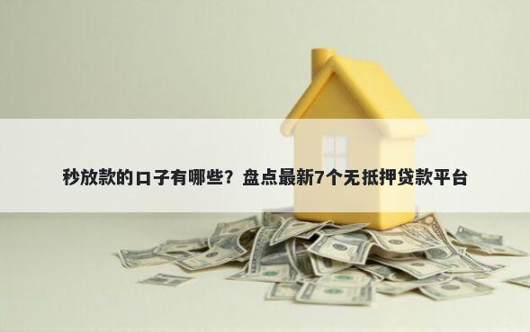 秒放款的口子有哪些？盘点最新7个无抵押贷款平台