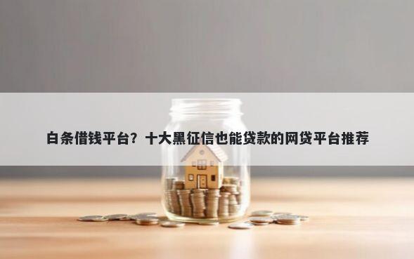 白条借钱平台？十大黑征信也能贷款的网贷平台推荐