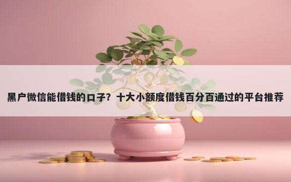黑户微信能借钱的口子？十大小额度借钱百分百通过的平台推荐