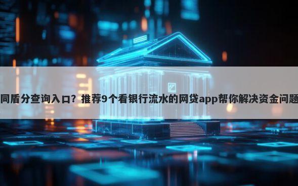 同盾分查询入口？推荐9个看银行流水的网贷app帮你解决资金问题