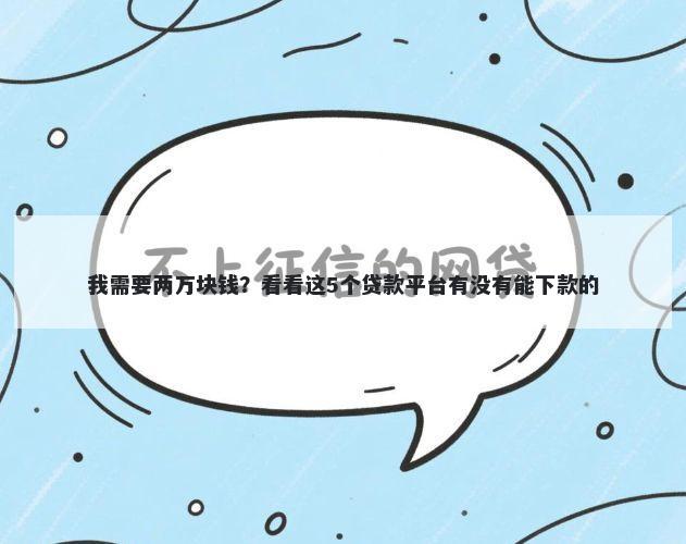 我需要两万块钱？看看这5个贷款平台有没有能下款的