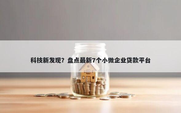 科技新发现？盘点最新7个小微企业贷款平台