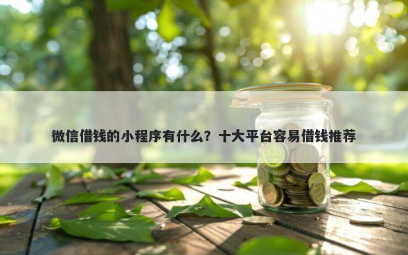 微信借钱的小程序有什么?十大平台容易借钱推荐