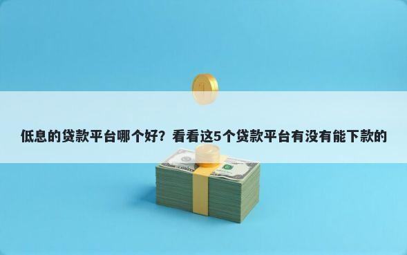 低息的贷款平台哪个好?看看这5个贷款平台有没有能下款的