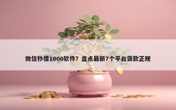 微信秒借1000软件？盘点最新7个平台贷款正规