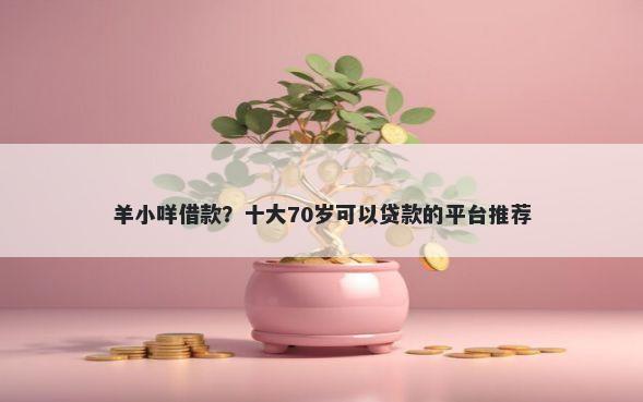 羊小咩借款？十大70岁可以贷款的平台推荐