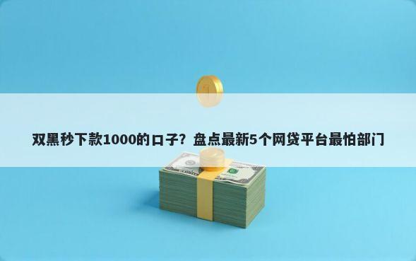 双黑秒下款1000的口子?盘点最新5个网贷平台最怕部门