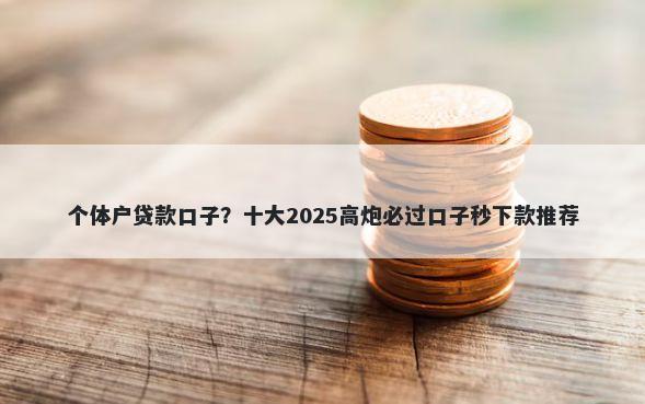 个体户贷款口子？十大2025高炮必过口子秒下款推荐
